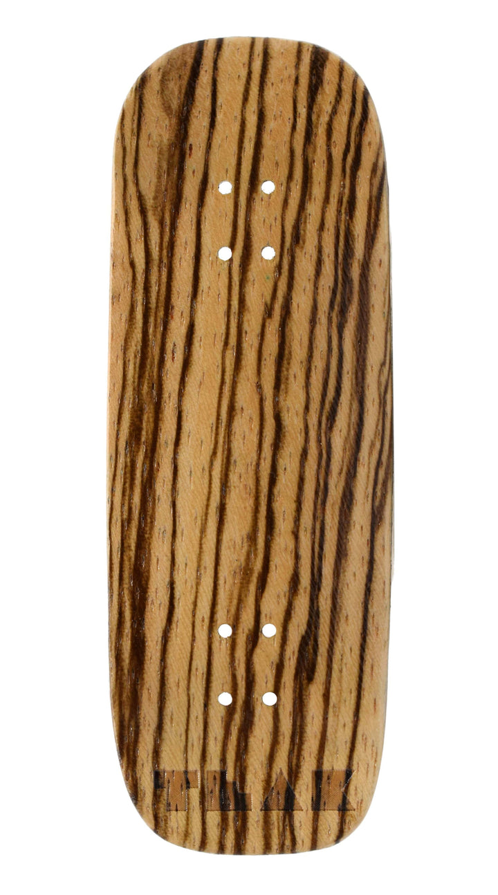 Teak Tuning PROlific Wooden 5 Ply Fingerboard Boxy Deck 32x96mm - Zebrawood - with Black Mid Ply