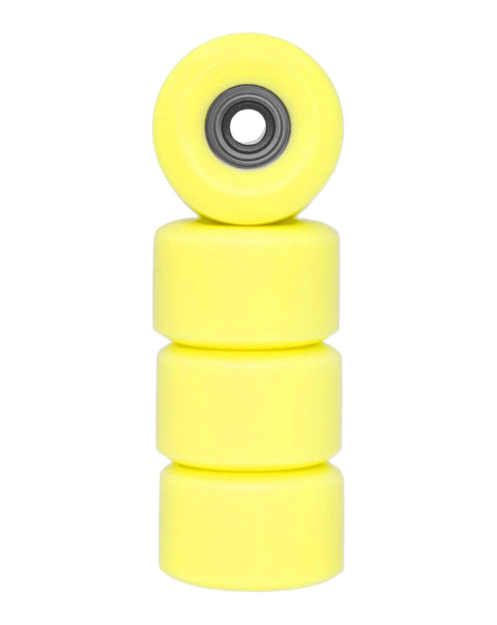 Teak Tuning Apex 65D All Terrain Polymer (ATP) Fingerboard Wheels, New Street Shape - Premium ABEC-9 Stealth Bearings - Lemonade Colorway - Set of 4