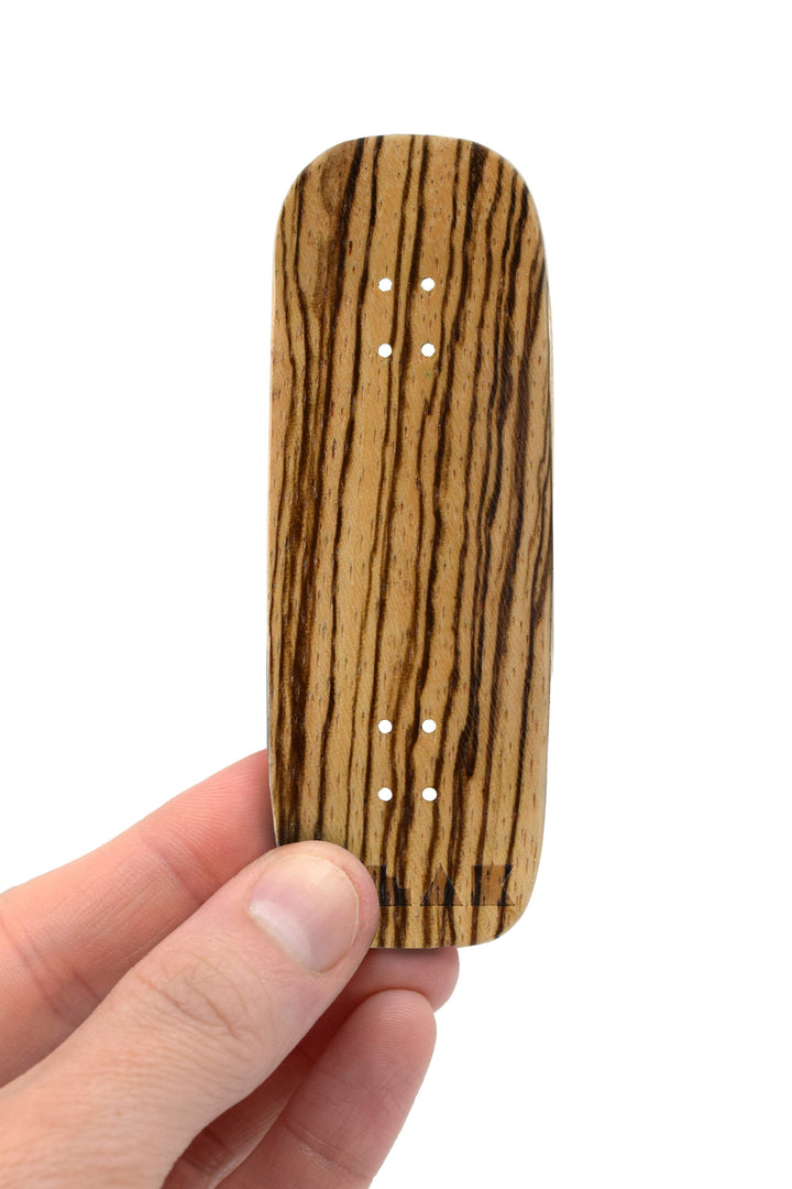 Teak Tuning PROlific Wooden 5 Ply Fingerboard Boxy Deck 32x96mm - Zebrawood - with Black Mid Ply