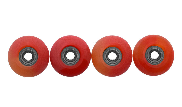 Teak Tuning Apex 61D Urethane Fingerboard Wheels, Globe Shape, ABEC-9 Stealth Bearings - Mars Colorway - Set of 4