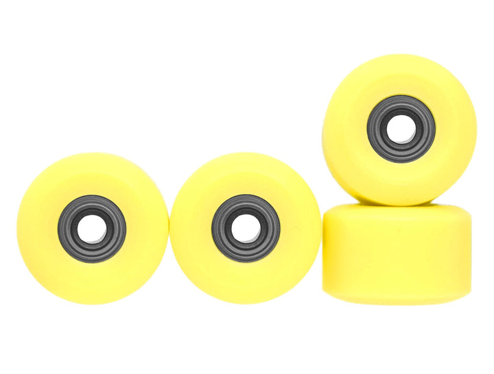 Teak Tuning Apex 65D All Terrain Polymer (ATP) Fingerboard Wheels, New Street Shape - Premium ABEC-9 Stealth Bearings - Lemonade Colorway - Set of 4