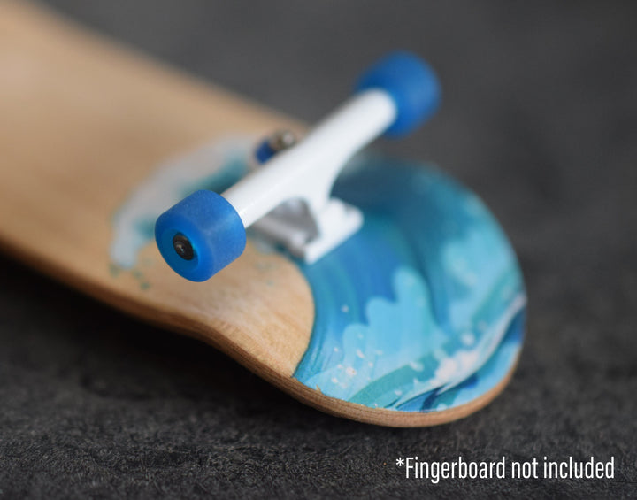 Teak Tuning Apex 71D Urethane Fingerboard Wheels, Mini "Shorty" Shape, Premium ABEC-9 Stealth Bearings - Cobalt Blue Colorway - Set of 4
