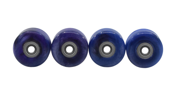 Teak Tuning Apex Urethane Fingerboard Wheels, New Street Style, Geode Series - ABEC-9 Stealth Bearings - 77D - Galaxy Agate Swirl Colorway
