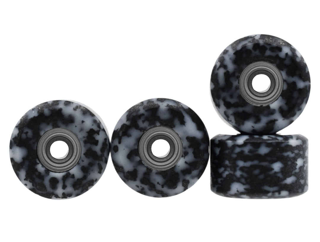 Teak Tuning *LIMITED RUN* Apex 65D All Terrain Polymer (ATP) Fingerboard Wheels, New Street Shape - Digital Swirls, Limited Series - Premium ABEC-9 Stealth Bearings - Skeleton Speckle Colorway - Set of 5