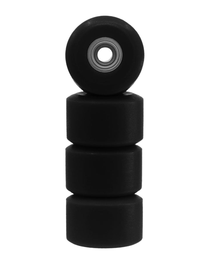 Teak Tuning Apex 65D All Terrain Polymer (ATP) Fingerboard Wheels, New Street Shape - Premium ABEC-9 Stealth Bearings - Pitch Black Colorway - Set of 4