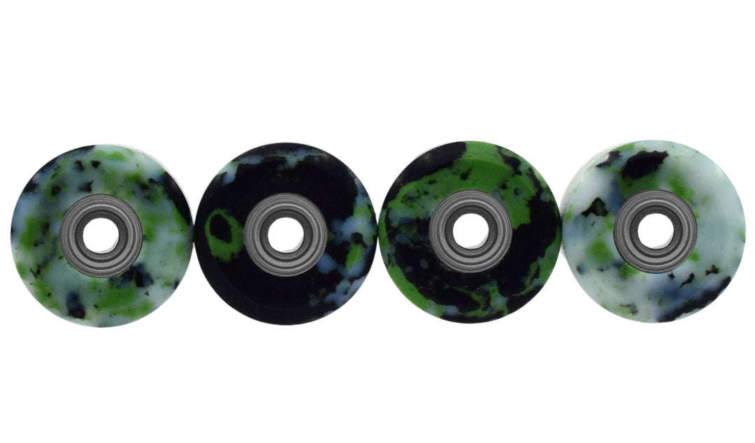 Teak Tuning *LIMITED RUN* Apex 65D All Terrain Polymer (ATP) Fingerboard Wheels, New Street Shape - Digital Swirls, Limited Series - Premium ABEC-9 Stealth Bearings -Zombie Swirl Colorway - Set of 8