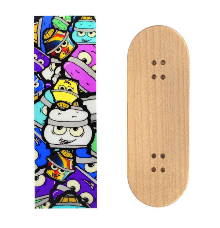Teak Tuning Teak Swap Fingerboard Deck & Graphic Wrap - "Bubble Bushings Collage" - 32mm x 97mm