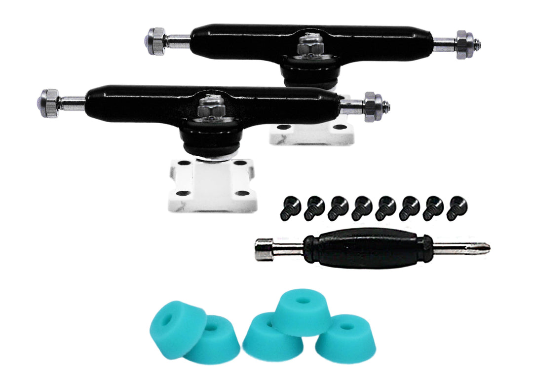 Teak Tuning Professional Shaped Prodigy Trucks, Black and White "Penguin" Colorway - 32mm Wide Penguin Colorway