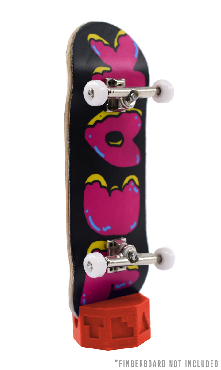 Teak Tuning Fingerboard Display Stand - Octagon Edition - Red Chili Pepper Colorway