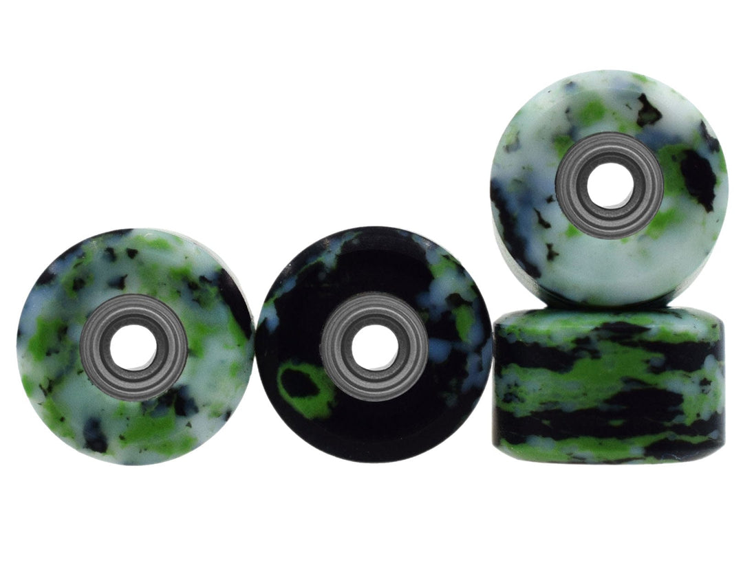 Teak Tuning *LIMITED RUN* Apex 65D All Terrain Polymer (ATP) Fingerboard Wheels, New Street Shape - Digital Swirls, Limited Series - Premium ABEC-9 Stealth Bearings -Zombie Swirl Colorway - Set of 8