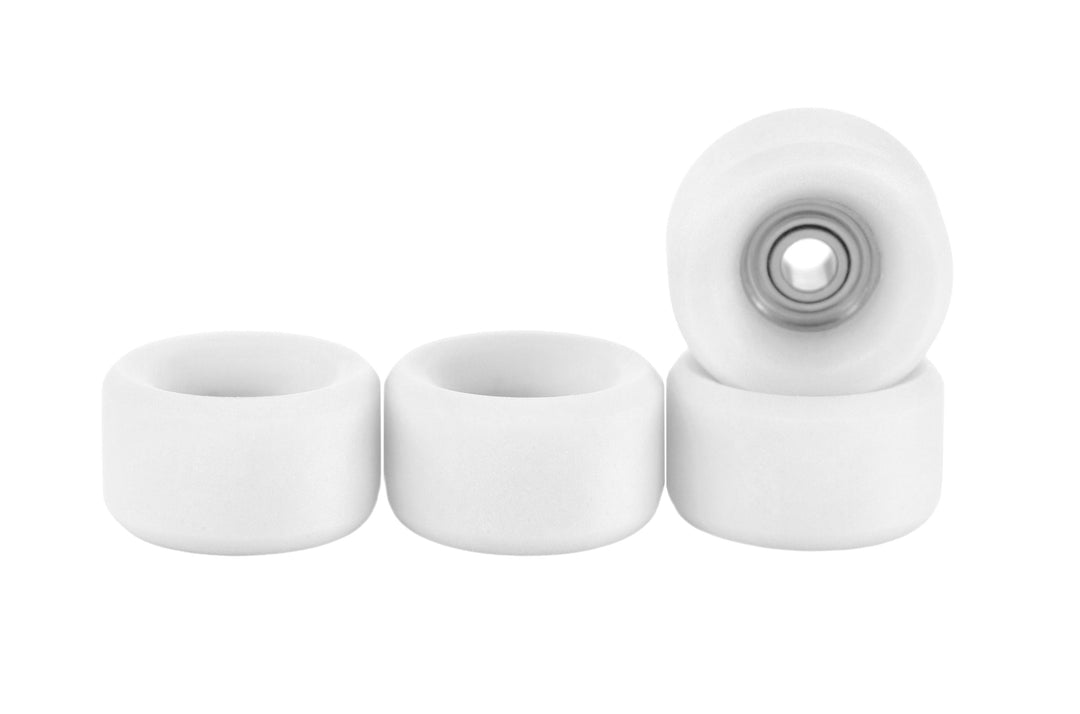 Teak Tuning Slim Bowl Fingerboard Wheels - 61D Urethane, ABEC-9 Bearings - White Snow Colorway