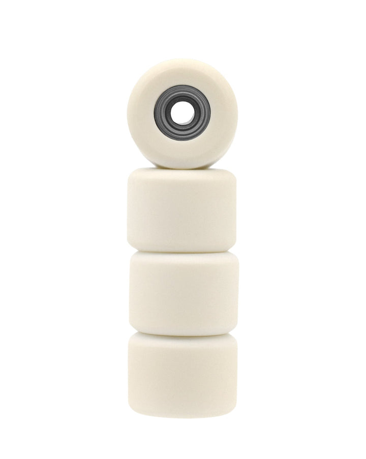 Teak Tuning Apex 71D Urethane Fingerboard Wheels, Mini "Shorty" Shape, Premium ABEC-9 Stealth Bearings - Cream Colorway - Set of 4