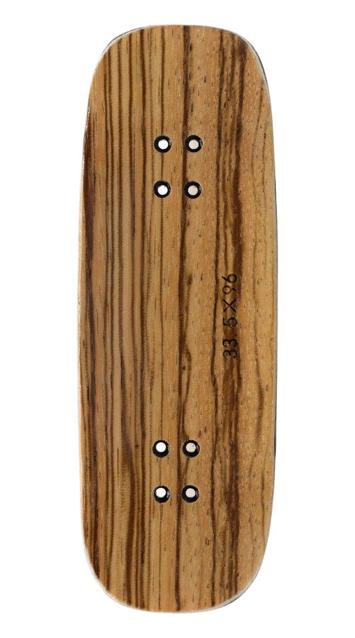 Teak Tuning PROlific Wooden 5 Ply Fingerboard Boxy Deck 32x96mm - Zebrawood - with Black Mid Ply
