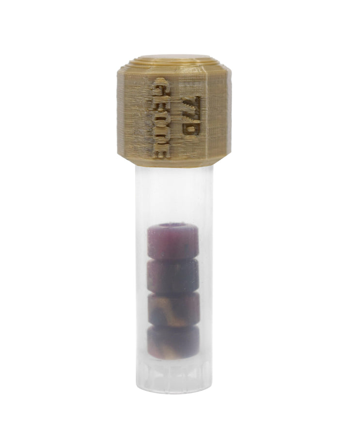 Teak Tuning Apex Urethane Fingerboard Wheels, New Street Style, Geode Series - ABEC-9 Stealth Bearings - 77D - Red Agate Swirl Colorway