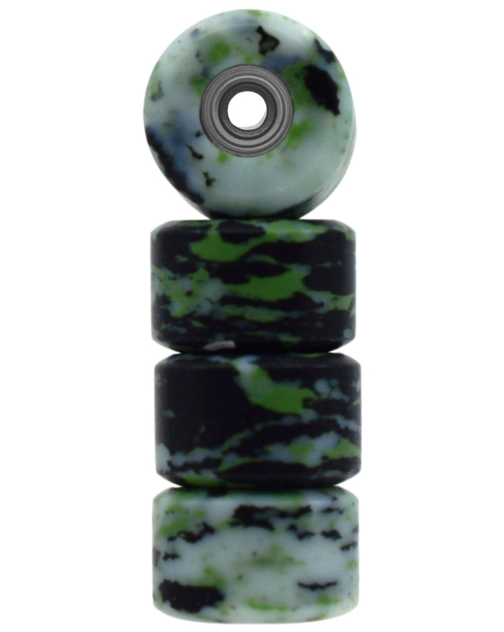 Teak Tuning *LIMITED RUN* Apex 65D All Terrain Polymer (ATP) Fingerboard Wheels, New Street Shape - Digital Swirls, Limited Series - Premium ABEC-9 Stealth Bearings -Zombie Swirl Colorway - Set of 8