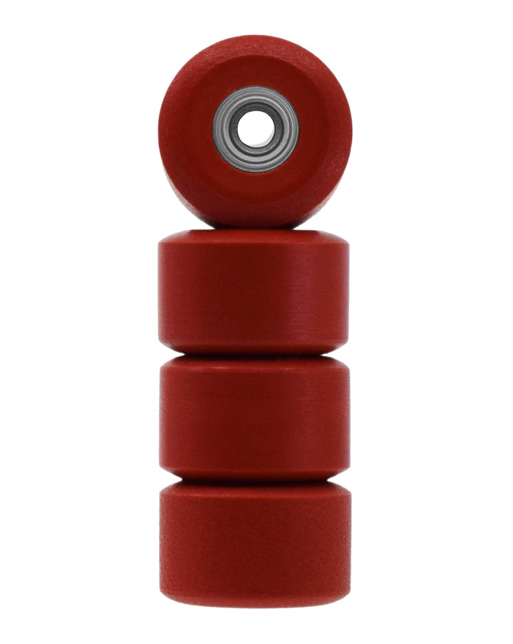 Teak Tuning Apex 65D All Terrain Polymer (ATP) Fingerboard Wheels, New Street Shape - Premium ABEC-9 Stealth Bearings - Scarlet Colorway - Set of 4