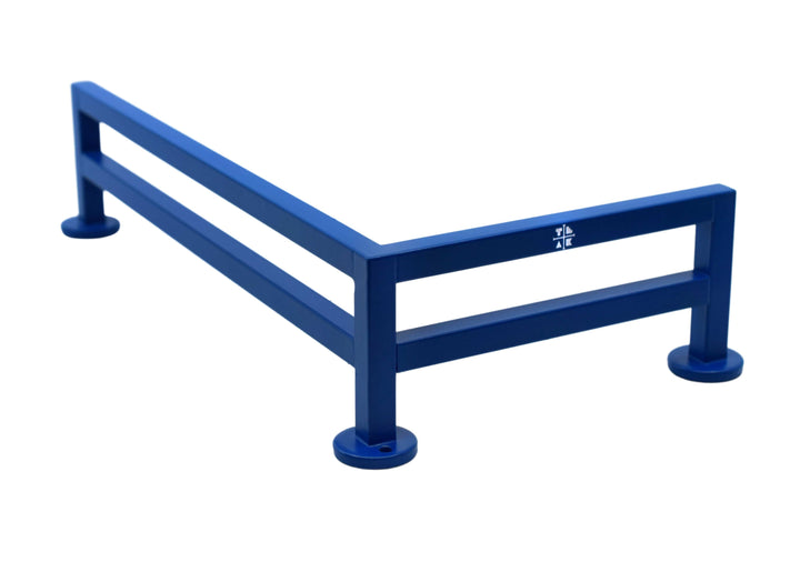 Teak Tuning Fence Style, L-Shaped Fingerboard Rail, 11" Long - Steel Construction - Cobalt Blue