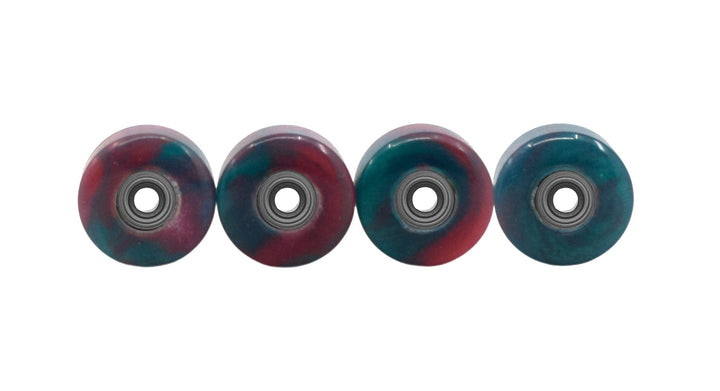 Teak Tuning Apex Urethane Fingerboard Wheels, New Street Style, Geode Series - ABEC-9 Stealth Bearings - 77D - Galaxy Jasper Swirl Colorway