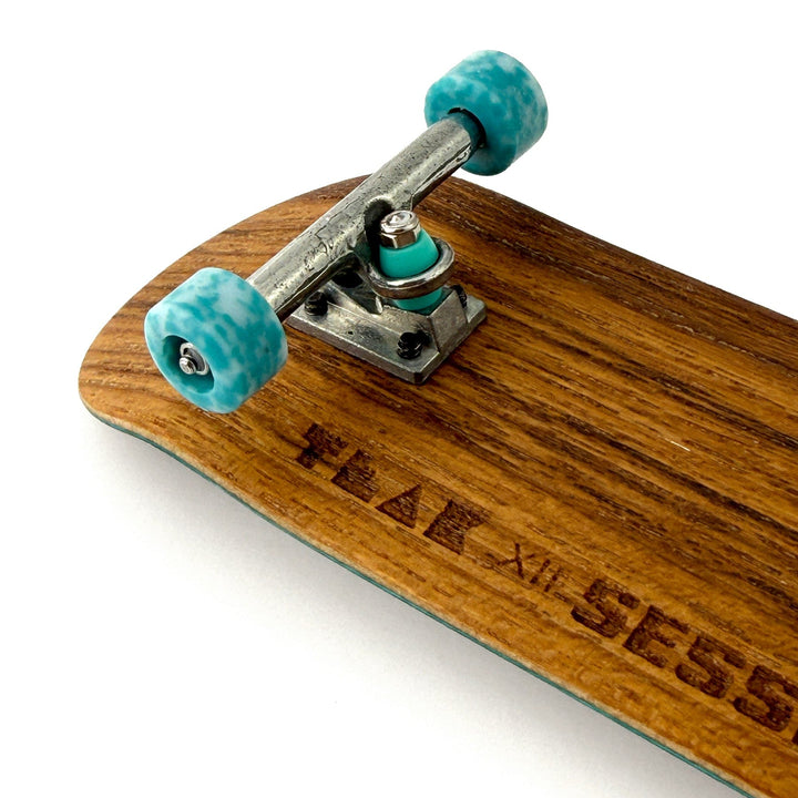 Session Fingerboards *Limited Run* 1 of 12 - Teak 12th Year Anniversary Complete - Session Engraved Wooden Deck + Apex Wheels
