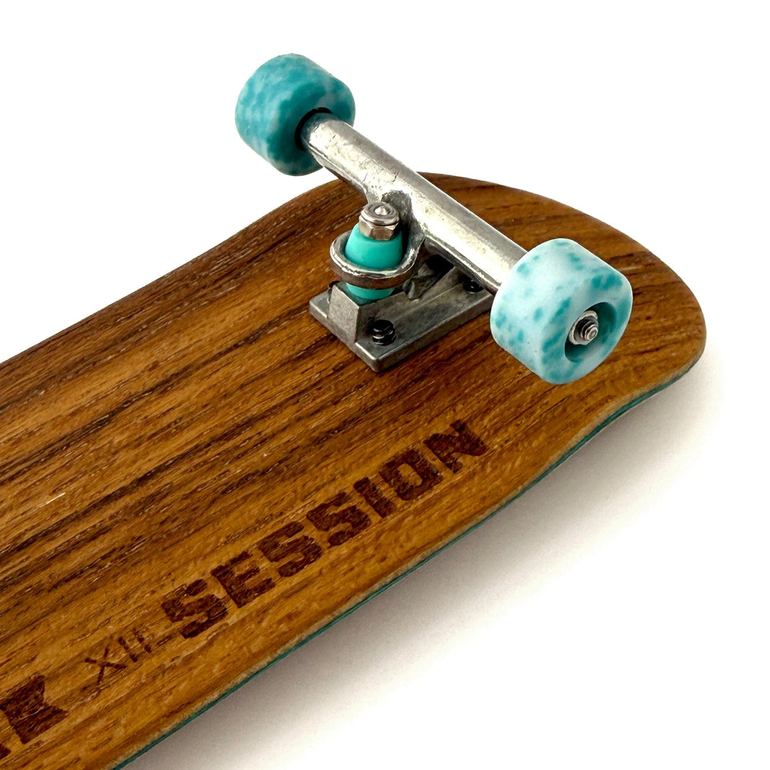 Session Fingerboards *Limited Run* 1 of 12 - Teak 12th Year Anniversary Complete - Session Engraved Wooden Deck + Apex Wheels