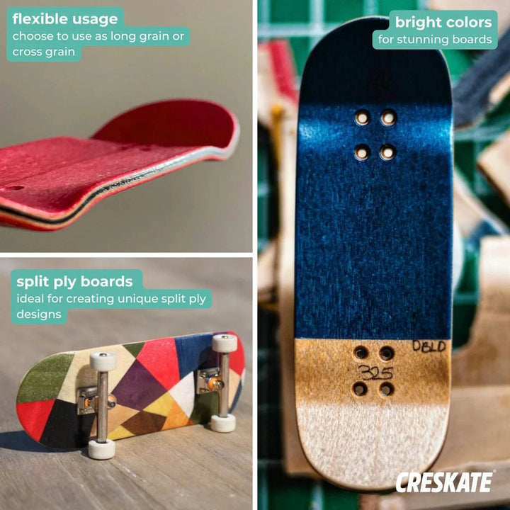 Teak Tuning Pro Fingerboards Colored Fingerboard Veneer Pack for 6 Boards - Dyed Maple Veneer Pack and Foam Tape by CRESKATE