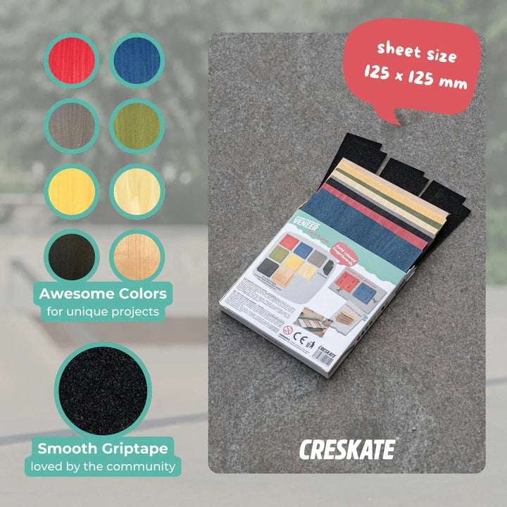 Teak Tuning Pro Fingerboards Colored Fingerboard Veneer Pack for 6 Boards - Dyed Maple Veneer Pack and Foam Tape by CRESKATE