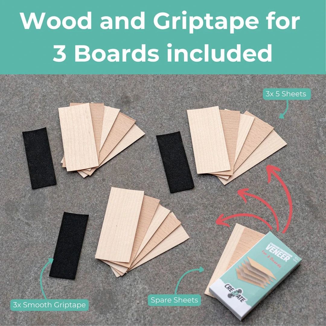 Teak Tuning Pro Fingerboards Standard Fingerboard Veneer Pack for 3 Boards - Maple/Beech Veneer by CRESKATE