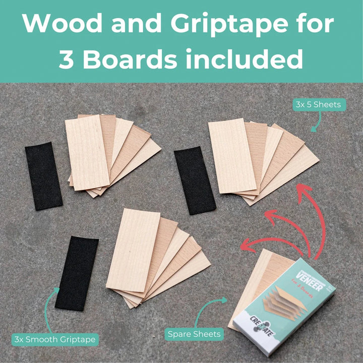 Teak Tuning Pro Fingerboards Standard Fingerboard Veneer Pack for 3 Boards - Maple/Beech Veneer by CRESKATE