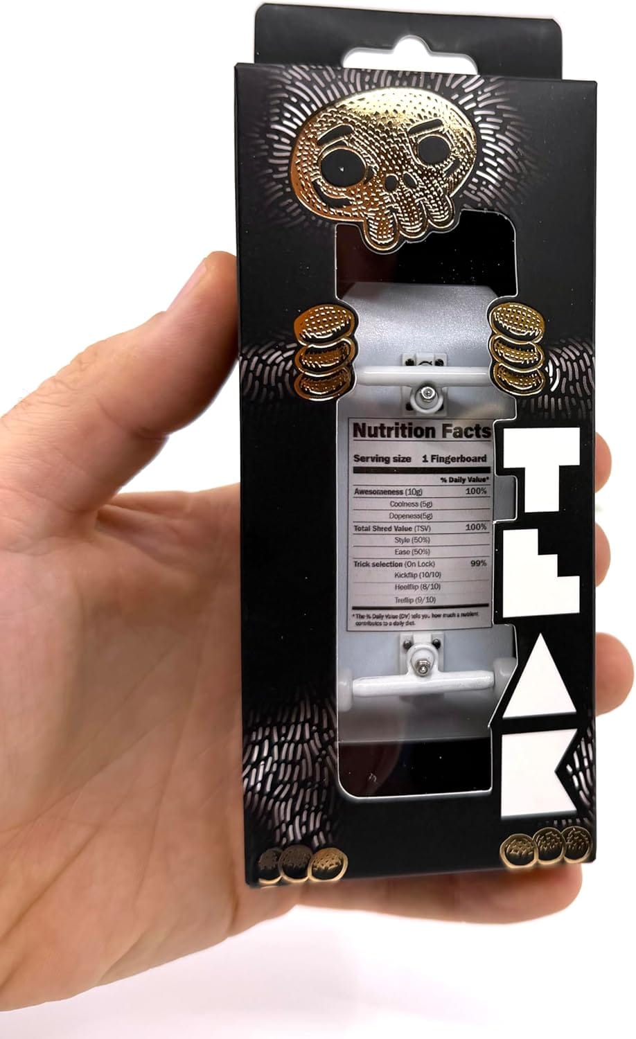 Teak Tuning Heat Transfer Graphic 34mm Gen2 Fingerboard Complete - "Nutrition Facts" Edition