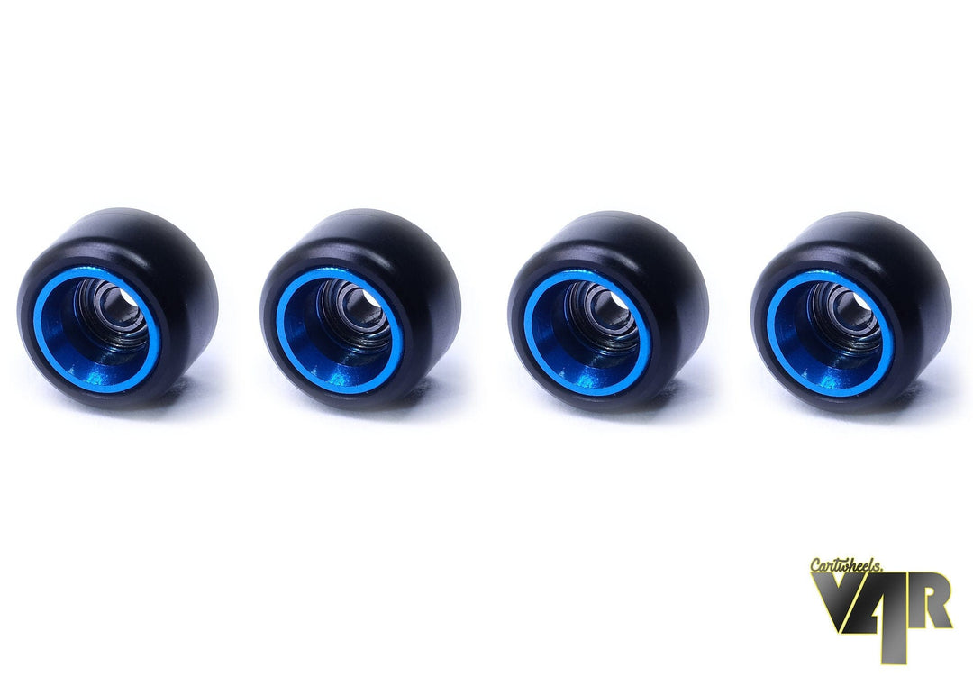 CartWheels V4R Classic Aluminum Core Fingerboard Wheels by Cartwheels - Black with Blue Core (7.5mm) (Copy)