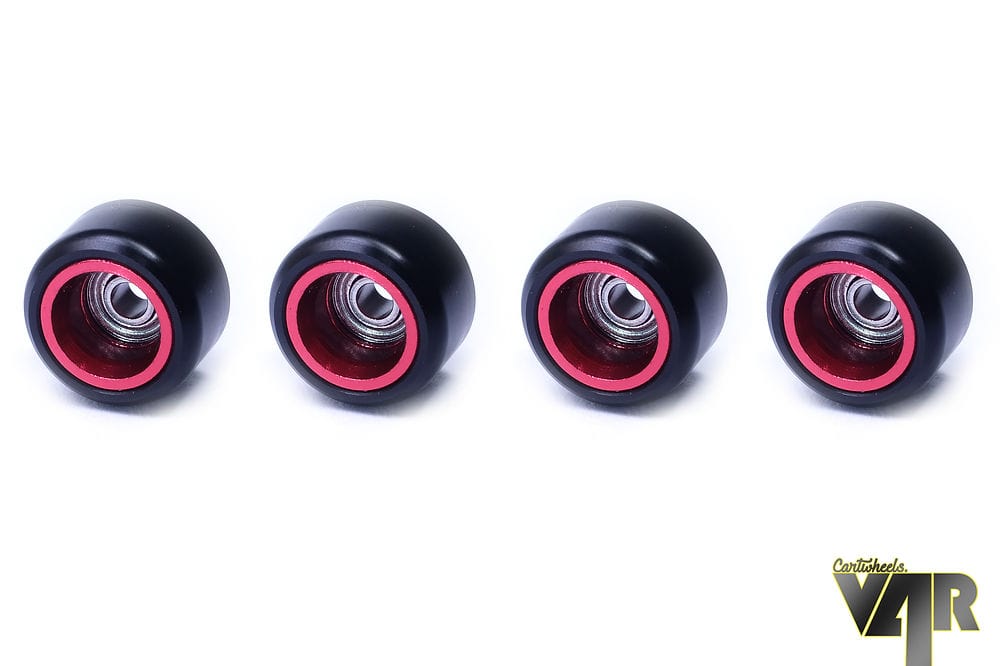 CartWheels V4R Classic Aluminum Core Fingerboard Wheels by Cartwheels - Black with Red Core (7.5mm)