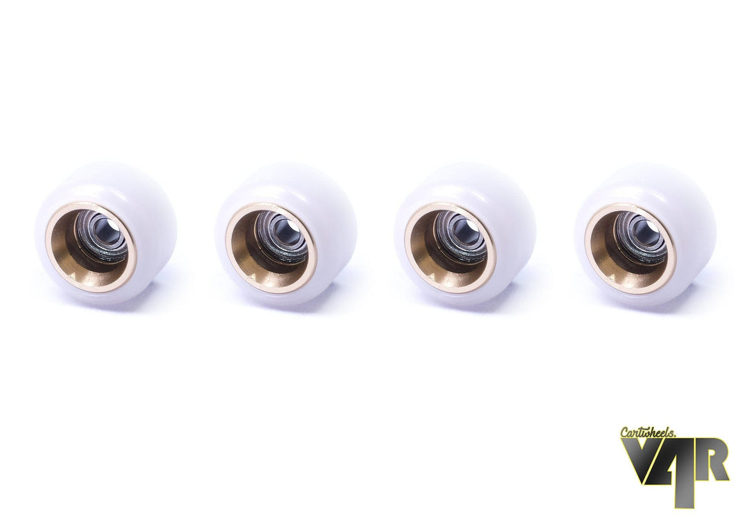 CartWheels V4R Classic Aluminum Core Fingerboard Wheels by Cartwheels - White with Gold Core (7.5mm)