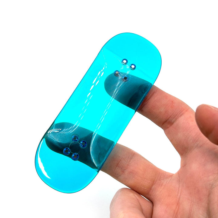 FlatFace Fingerboards 34mm "Blue Jolly Rancher" Transparent Blue Fingerboard Deck by Deck Decks - Runner Shape