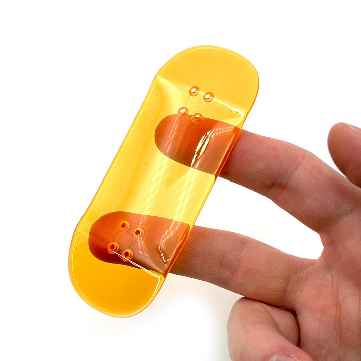 FlatFace Fingerboards 34mm "Orange Soda" Transparent Orange Fingerboard Deck by Deck Decks - Pekin V2 Shape