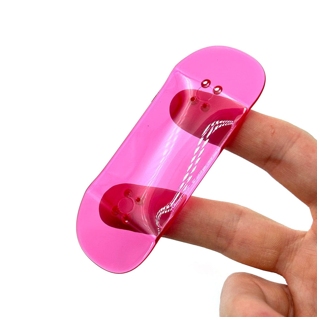 FlatFace Fingerboards 34mm "Fruit Punch" Transparent Pink Fingerboard Deck by Deck Decks - Runner Shape