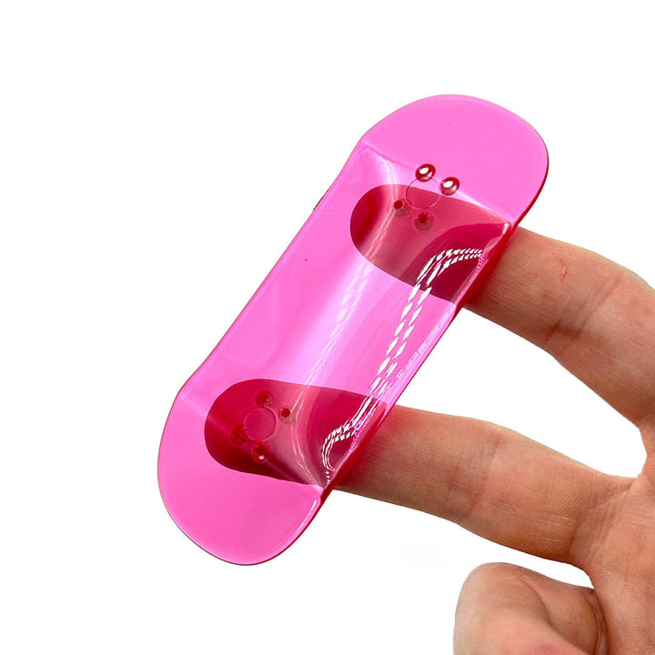 FlatFace Fingerboards 34mm "Fruit Punch" Transparent Pink Fingerboard Deck by Deck Decks - Runner Shape