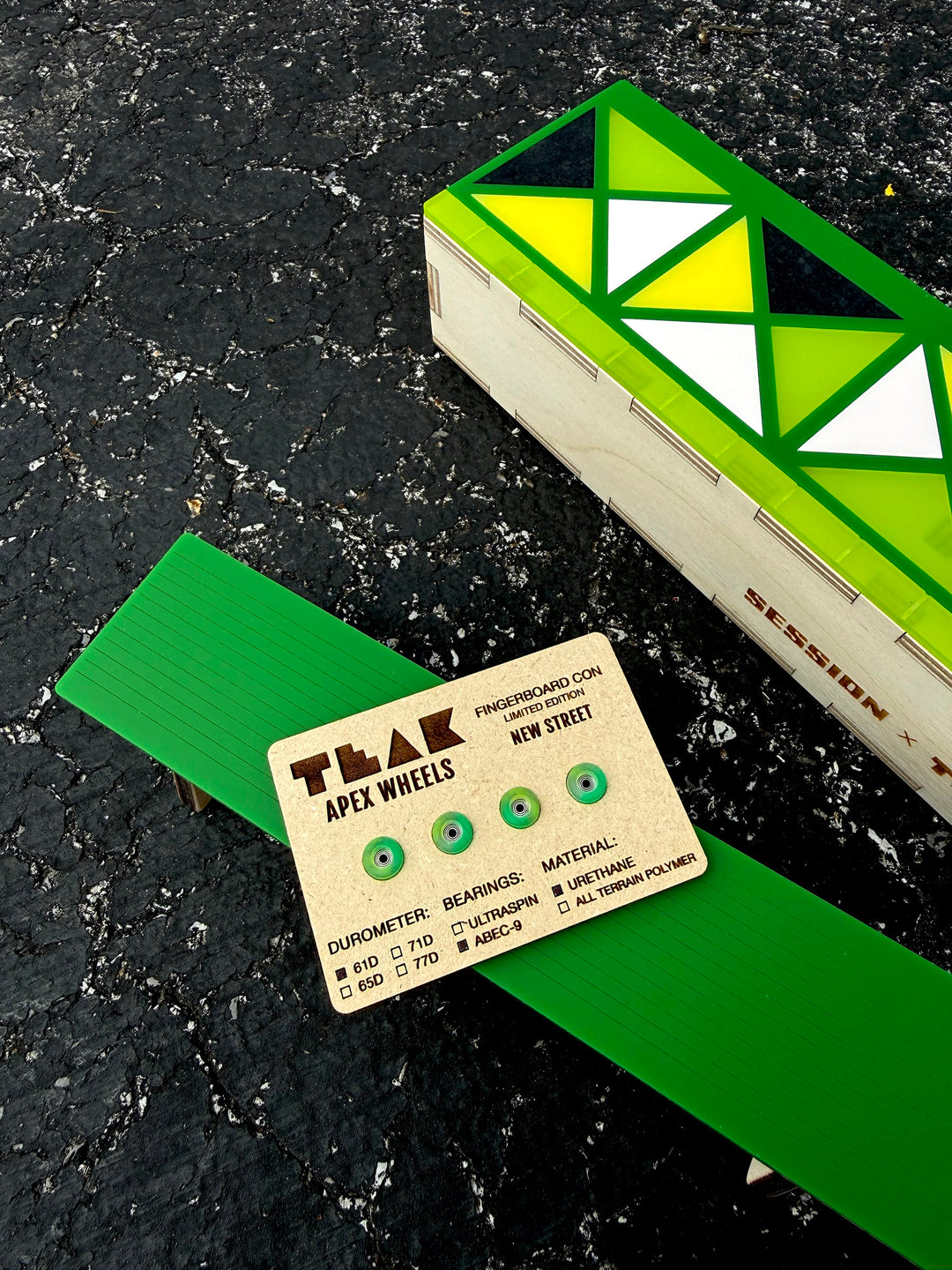 Teak Tuning Apex Wheels - Green/Yellow Swirl (61D) - FBCON Limited Edition Colorway