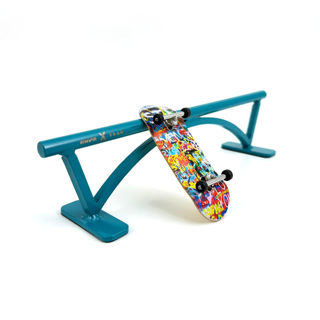 Teak Tuning Pro Fingerboards Teak x GrindRight Round Flat Bar Rail - 10 Inches - Limited Edition Teak Teal Colorway