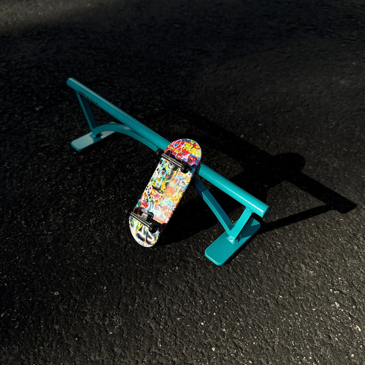 Teak Tuning Pro Fingerboards Teak x GrindRight Round Flat Bar Rail - 10 Inches - Limited Edition Teak Teal Colorway
