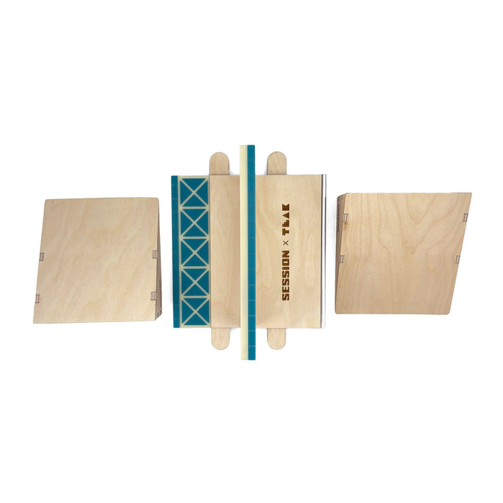 Session Fingerboards Modular Wooden Fingerboard Ramp - "The Junction" - Dual Kickers + Triple-Sided Rail/Ledge Block