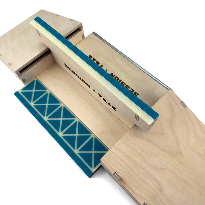 Session Fingerboards Modular Wooden Fingerboard Ramp - "The Junction" - Dual Kickers + Triple-Sided Rail/Ledge Block