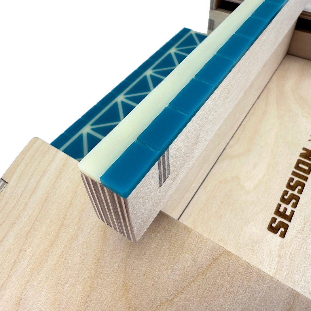 Session Fingerboards Modular Wooden Fingerboard Ramp - "The Junction" - Dual Kickers + Triple-Sided Rail/Ledge Block