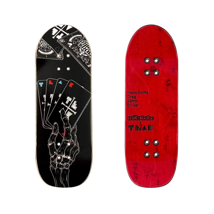 Milkshake Fingerboards 32mm Milkshake x Teak Collab Deck - "Necro Shuffle" Cruiser Shape Fingerboard Deck
