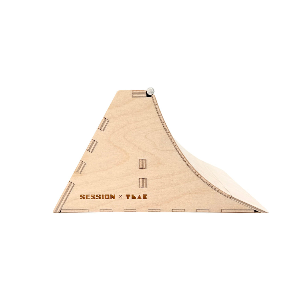 Session Fingerboards The Mini Quarter Bank - Short Quarter Pipe with a Banked Wall + Aluminum Bar Coping