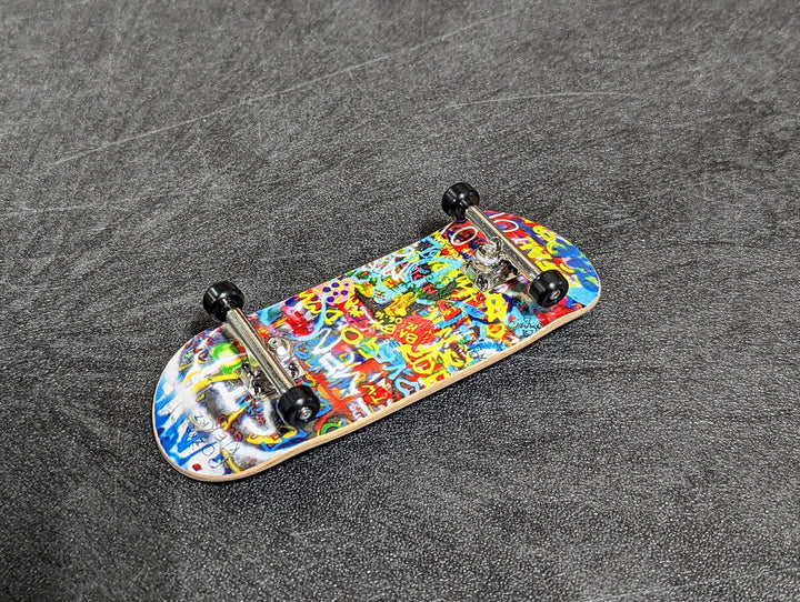 Teak Tuning 34mm Prolific Gen2 Fingerboard Complete - "Graffiti Wall" Graphic - Gen2 Prodigy Trucks + Pro Duro Bubble Bushings