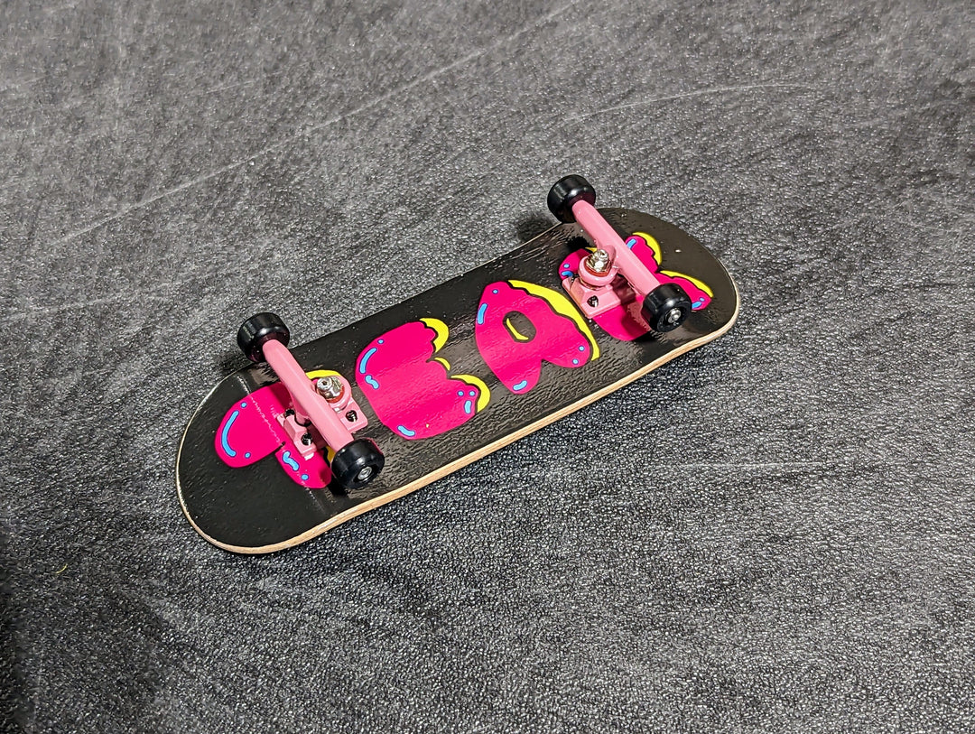 Teak Tuning 32mm Prolific Gen2 Fingerboard Complete - "Donut Teak Logo" Graphic - Gen2 Prodigy Trucks + Pro Duro Bubble Bushings