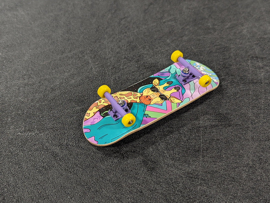 Teak Tuning 32mm Prolific Gen2 Fingerboard Complete - "Graffiti Giraffe" Graphic - Gen2 Prodigy Trucks + Pro Duro Bubble Bushings