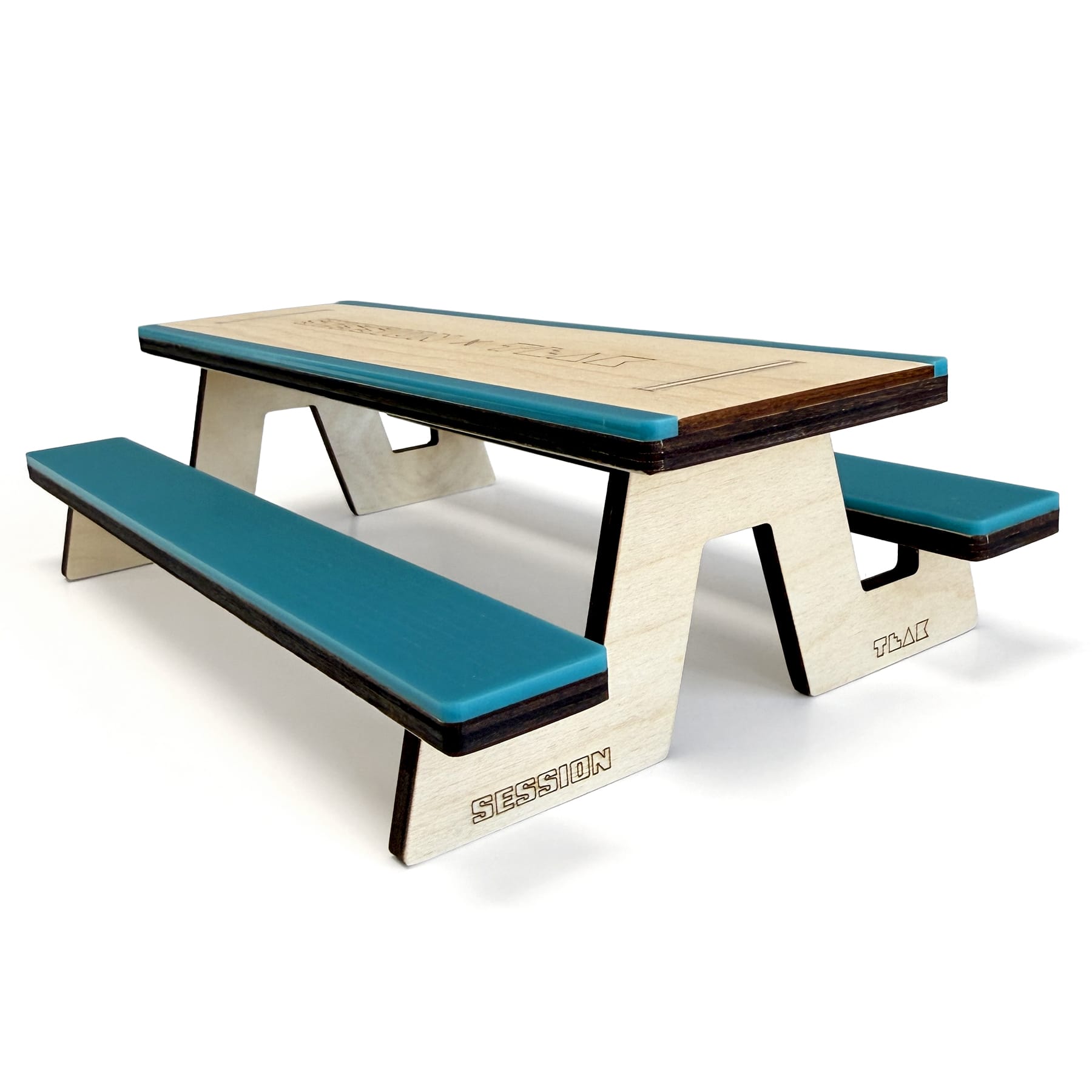 Session x Teak Picnic Table | Wooden Fingerboard Obstacle – Teak