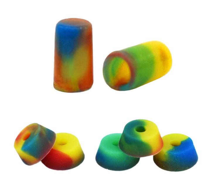 Teak Tuning Pro Duro Pivot Cups Fingerboard Tuning Kit - Set of 2 Pivot Cups & Pro Duro Bubble Bushings Set - Tie Dye Swirl Colorway