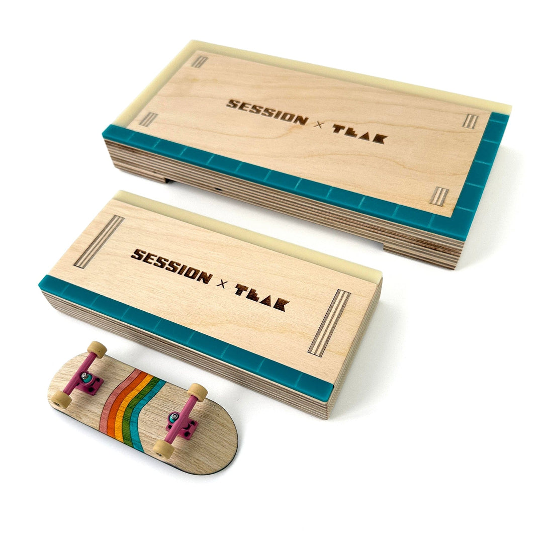 Session Fingerboards Pocket Manual Pad - Mini Wooden Fingerboard Obstacle with Acrylic Coping